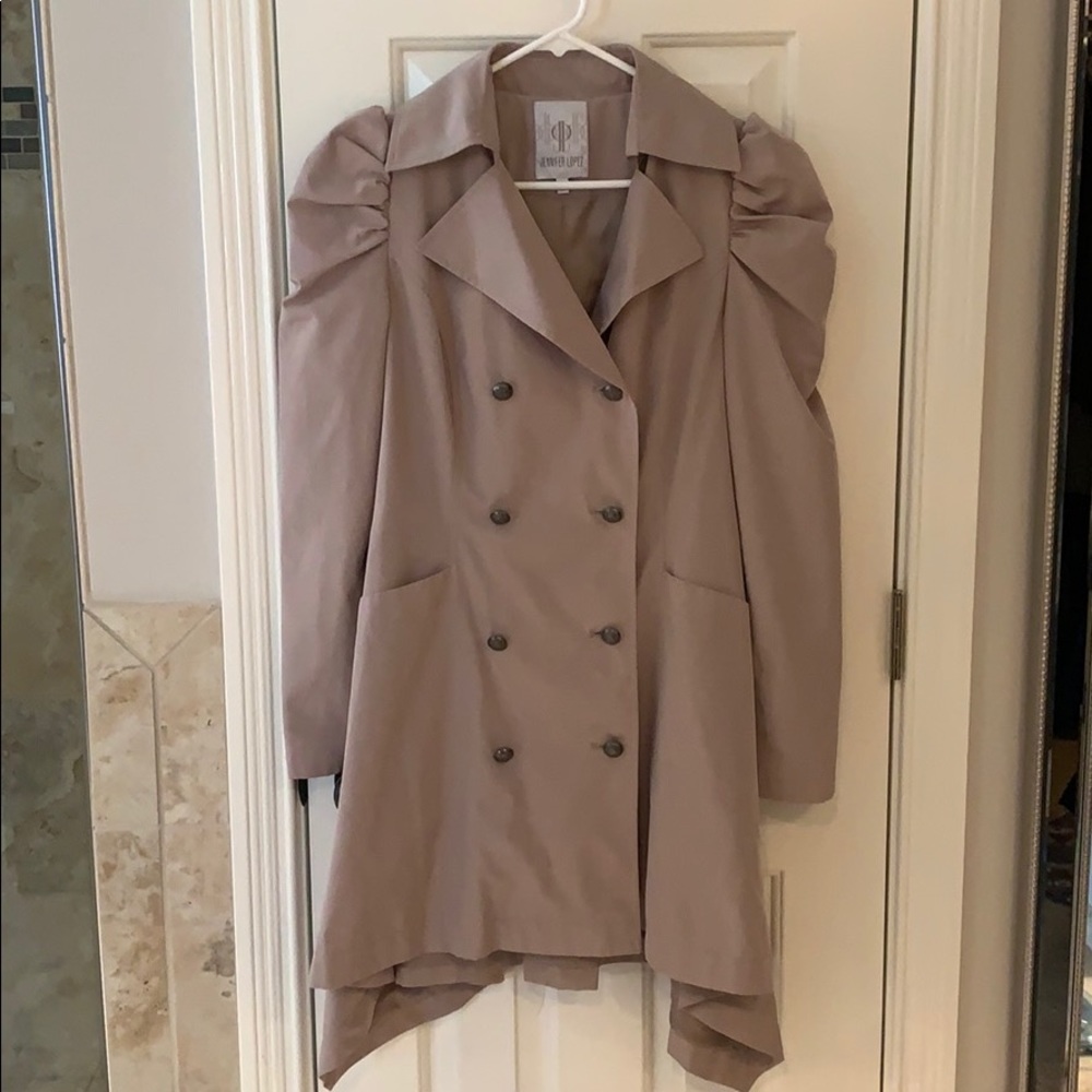 Tan rain coat